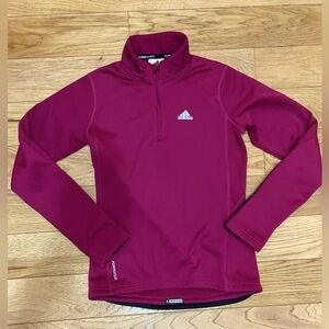 Adidas Climawarm Purple 1/4 Zip Pullover Jacket Fleece Lined Girls XL Juniors XS